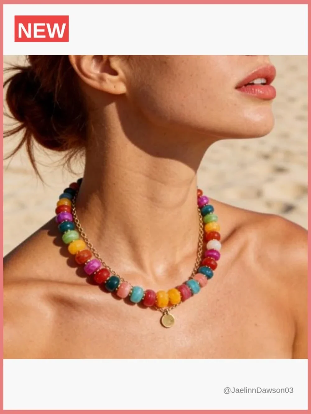 Chunky Beaded Statement Necklace Trendy Boho Resin Choker Handmade